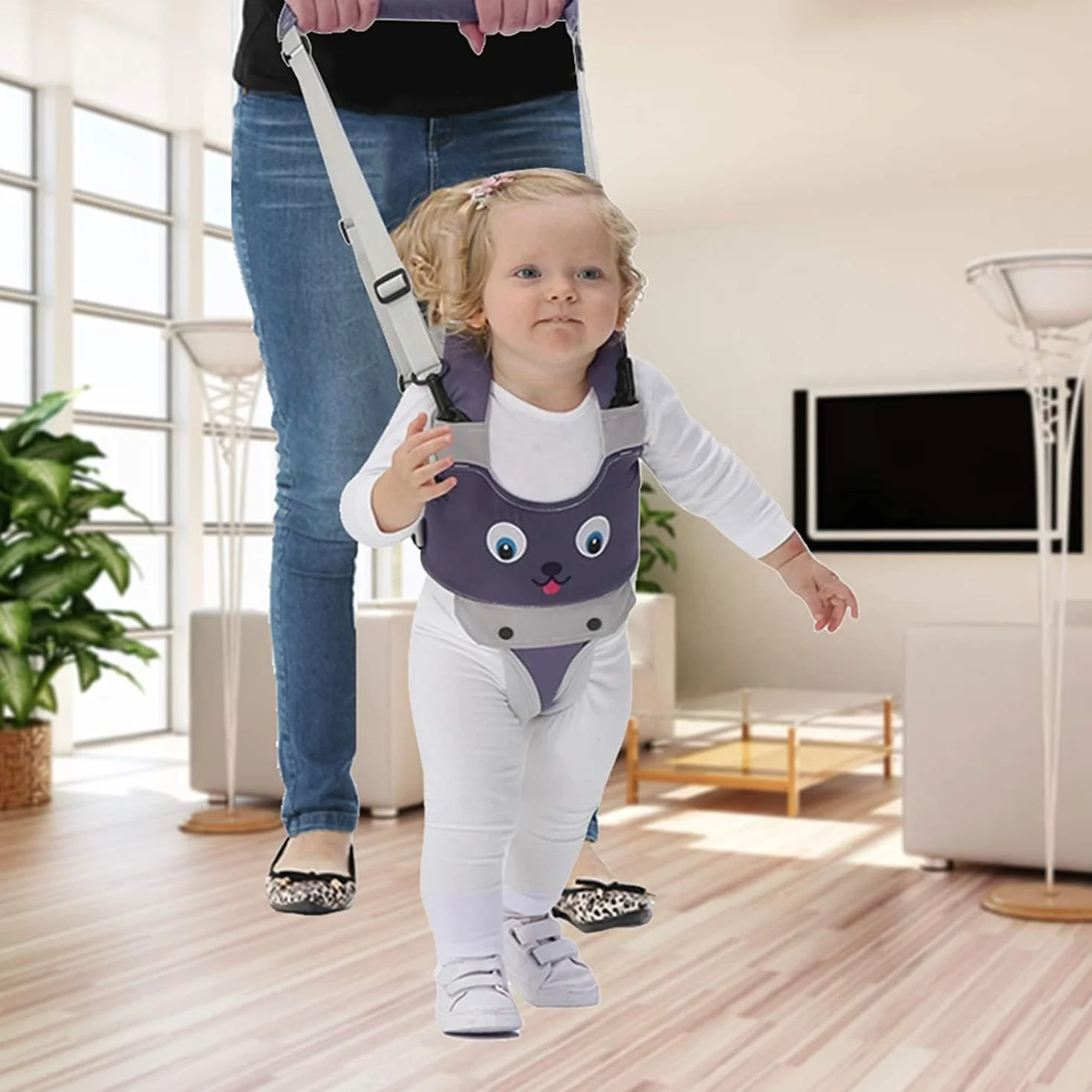 IULONEE Baby Walking Helper Regolabile Toddler Assistant Imparare Camminare Cintura Passeggio Redini Imbracatura Sicurezza Grigio