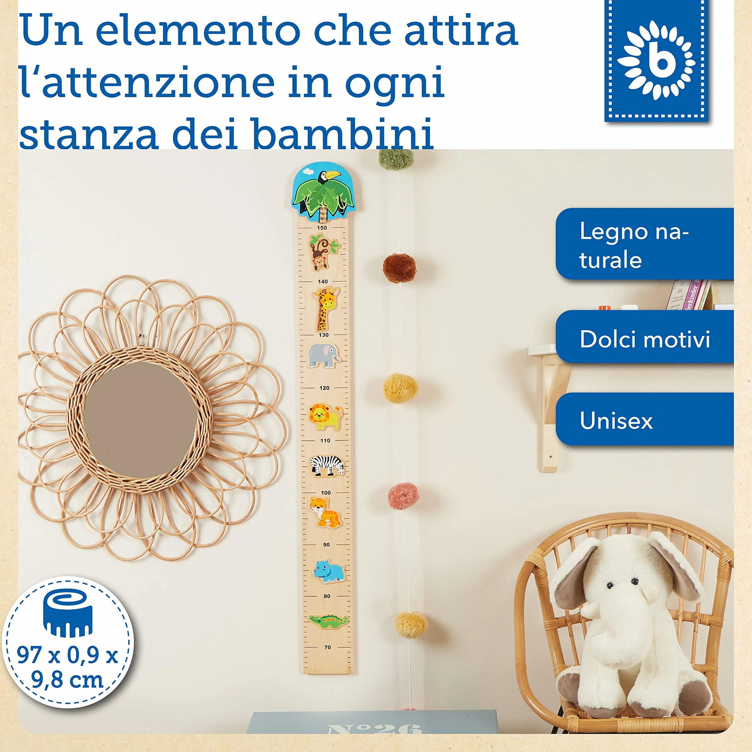 Bieco metro da parete per bambini legno