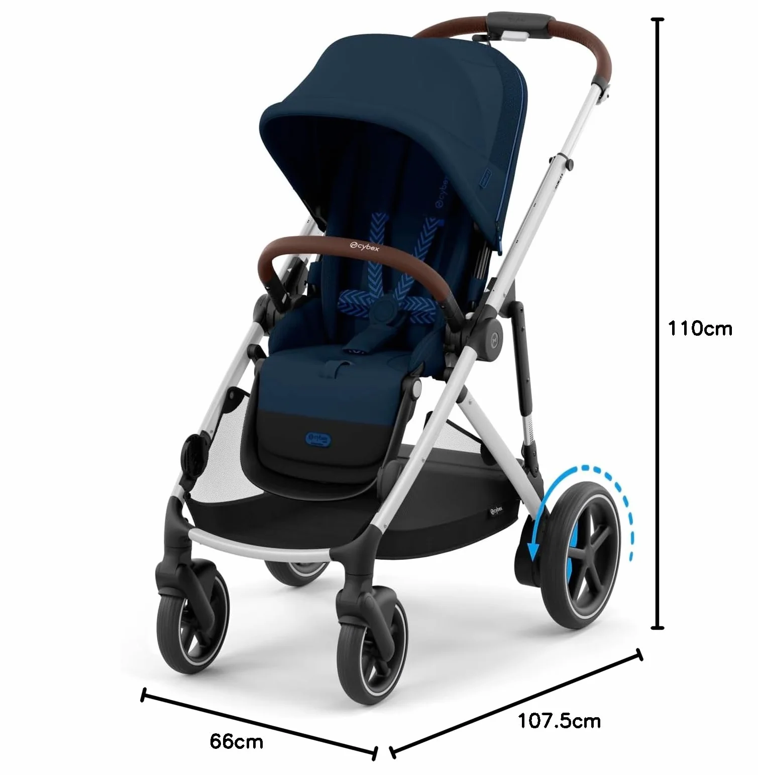 CYBEX Passeggino Gold e-GAZELLE S, dalla nascita a circa 4 anni, max. 22 kg (modalità singola) / 2x 22 kg (modalità duo), sistema all-in-1 con azionamento elettrico e 20+ configurazioni, Ocean Blue