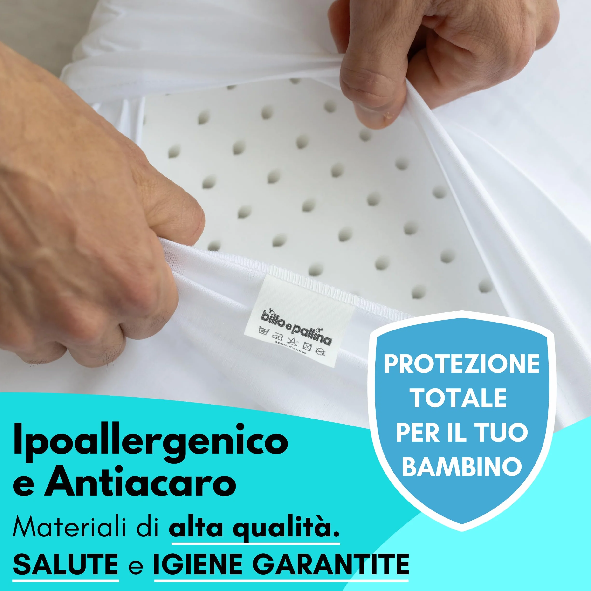 Materasso Carrozzina Made in Italy-Culla Neonato-Lettino Bambino-Passeggino Trio-Cuscino Neonati-Cuscino Compreso- Letto Prima Infanzia- Materassino Universale Antisoffoco 72 x 32/26cm