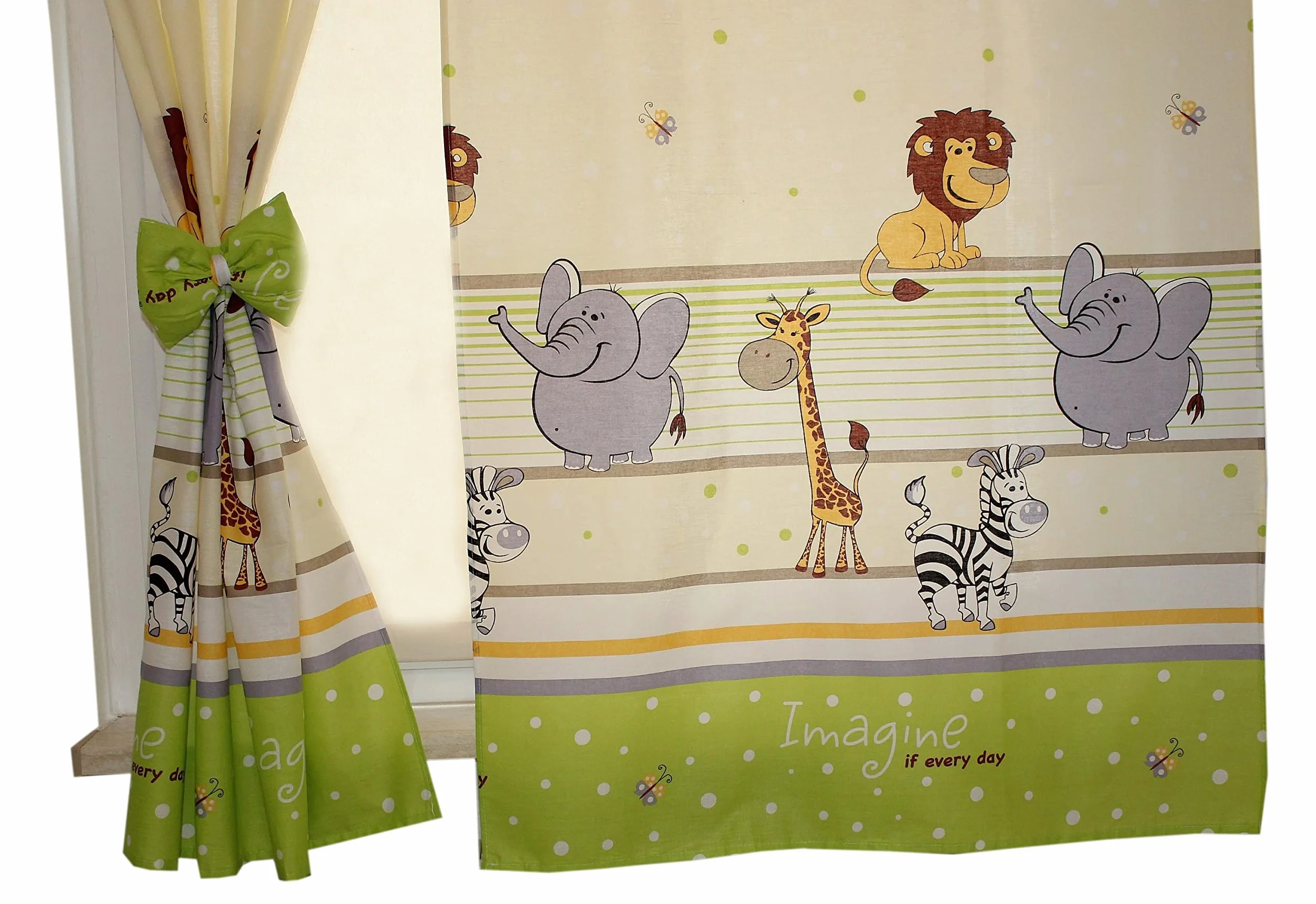 TupTam Tende con Bracciali per Camerette per Bambini 2 pz, Verde, 155x95 cm