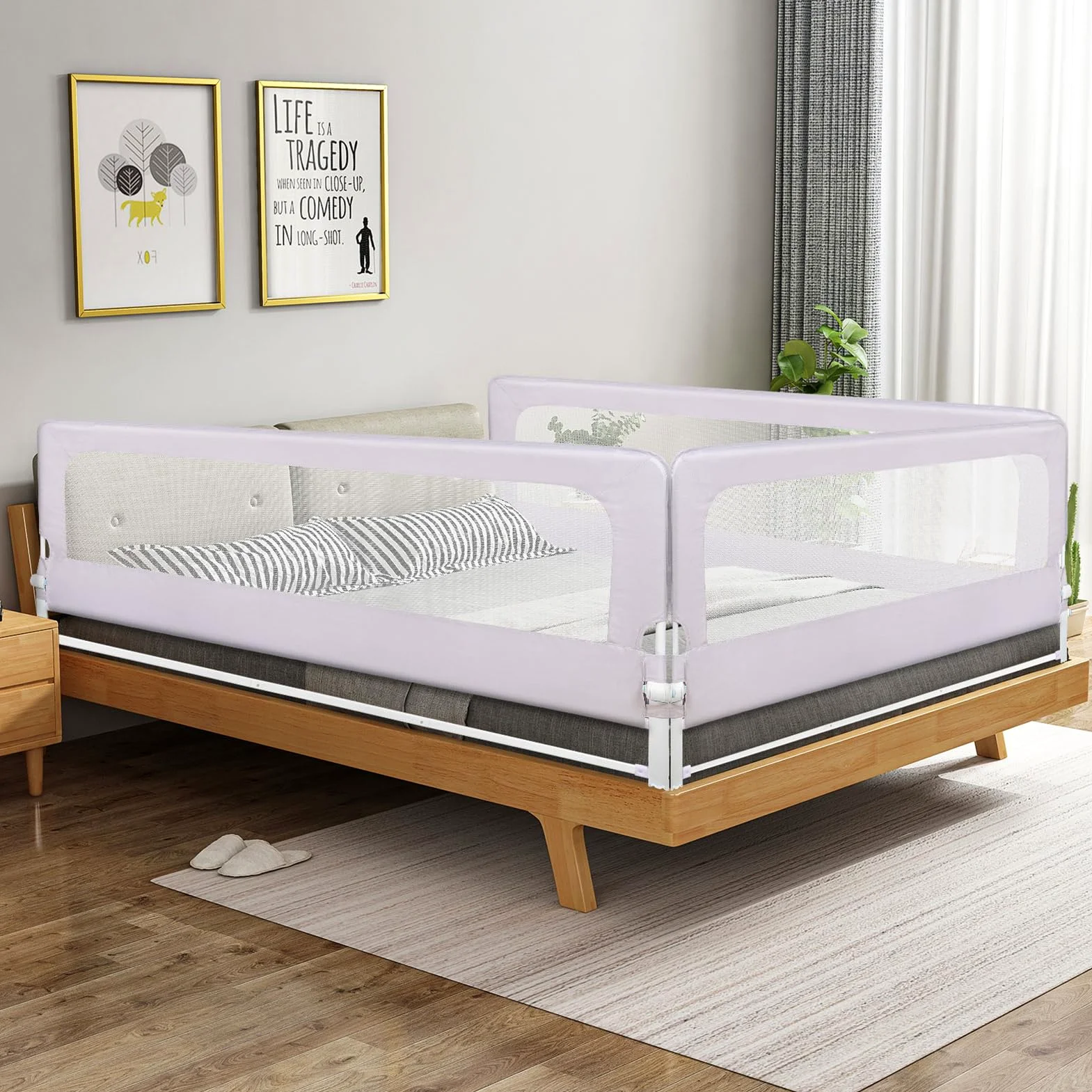 Barriera del letto per bambini, barriera di sicurezza per bambini, letto pieghevole, guida per letto, protezione per bambini, barriera del letto anticaduta, 150/180/200 cm (2, grigio, 180 cm)