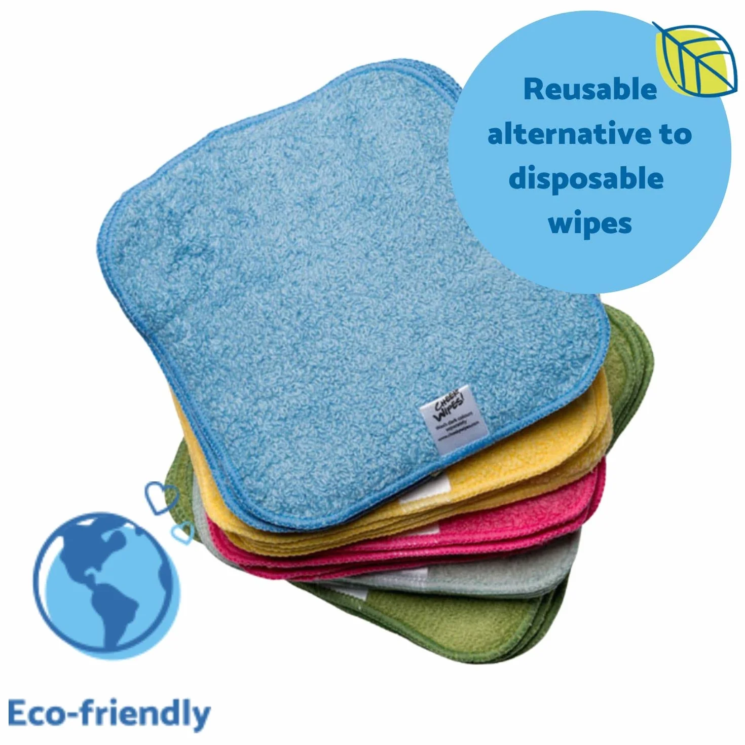 Cheeky Wipes Confezione da 25 salviette per neonati in spugna di cotone arcobaleno