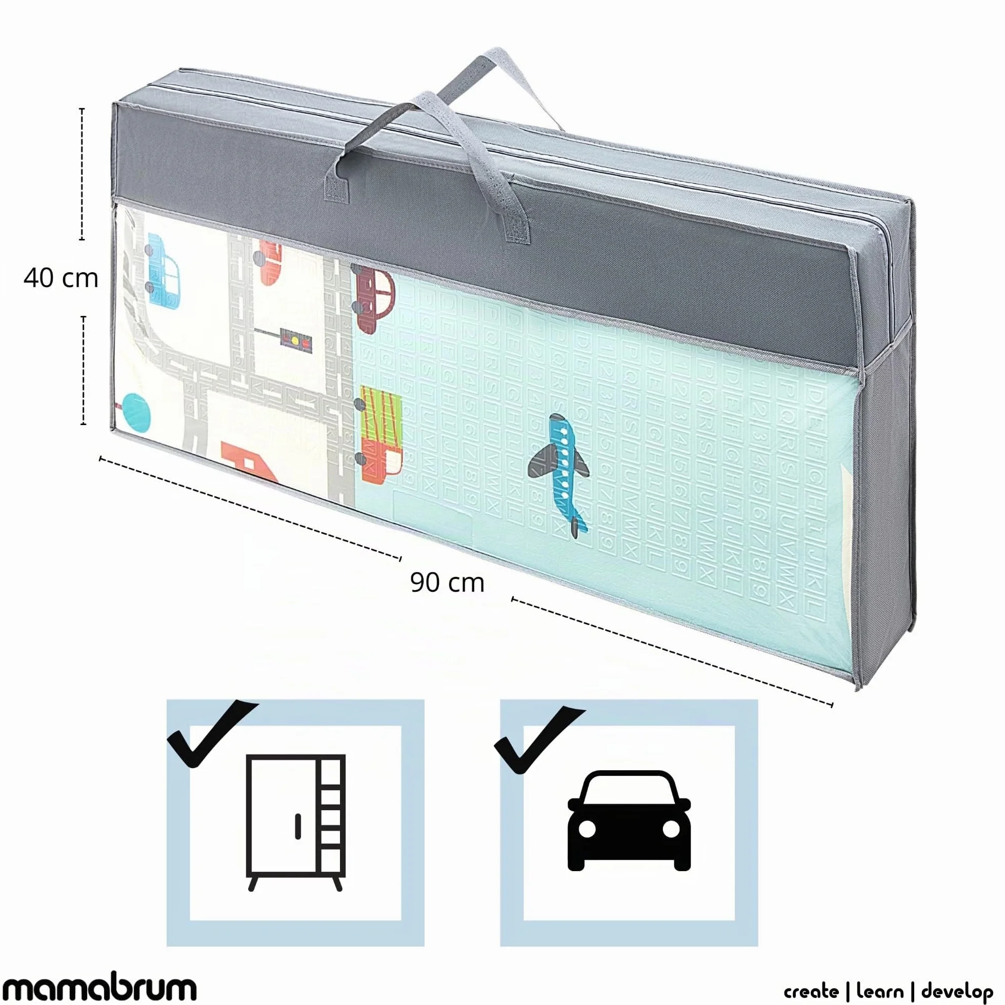 Mamabrum Tappetino da Gioco Pieghevole per Bambini, 200 x 180 x 1 cm, in Schiuma Impermeabile, Portatile e Non Tossico, Ideale per Pavimenti, Spesso e Allargato
