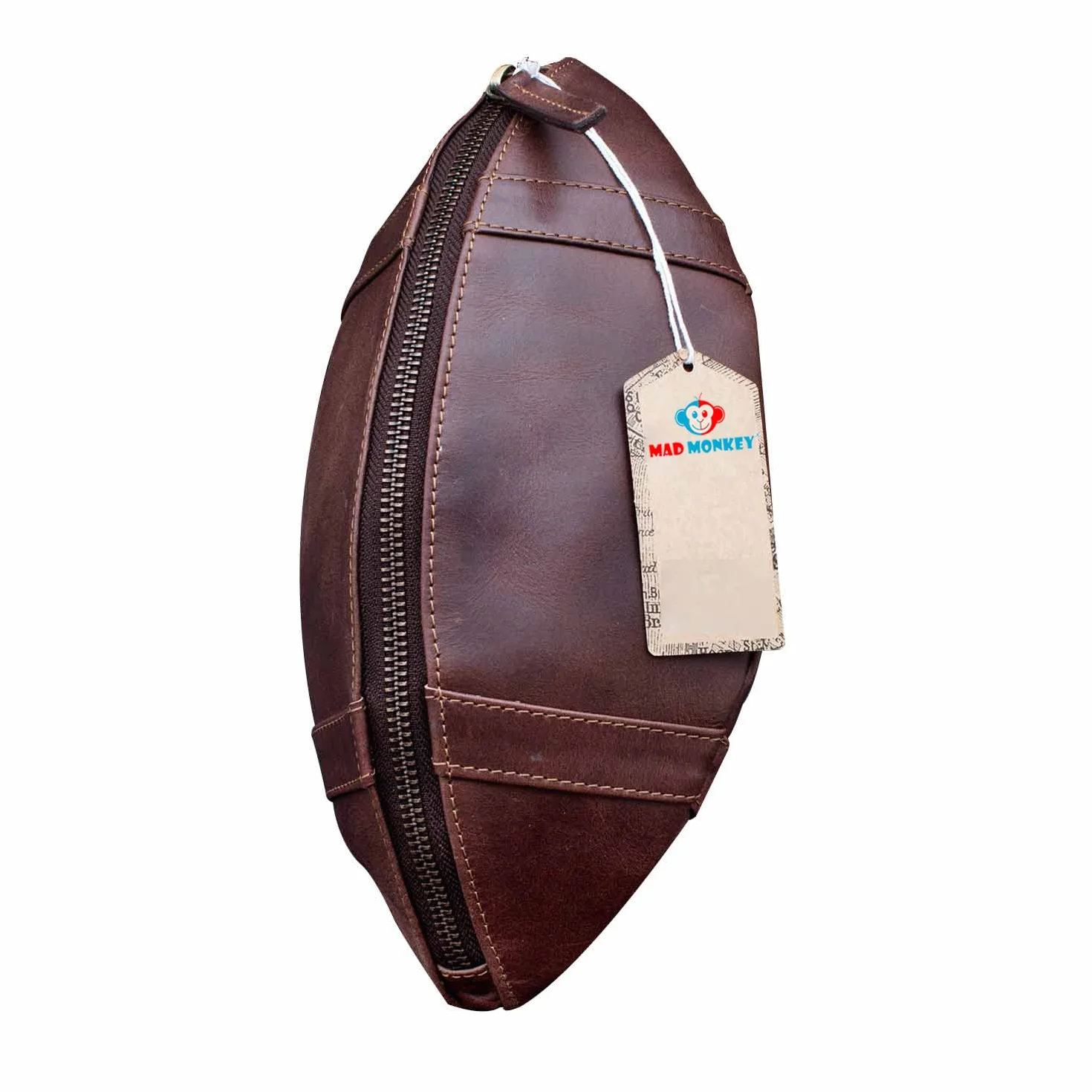 Mad Monkey American Football Toiletry Bag Genuine Leather Brown 27,5 cm