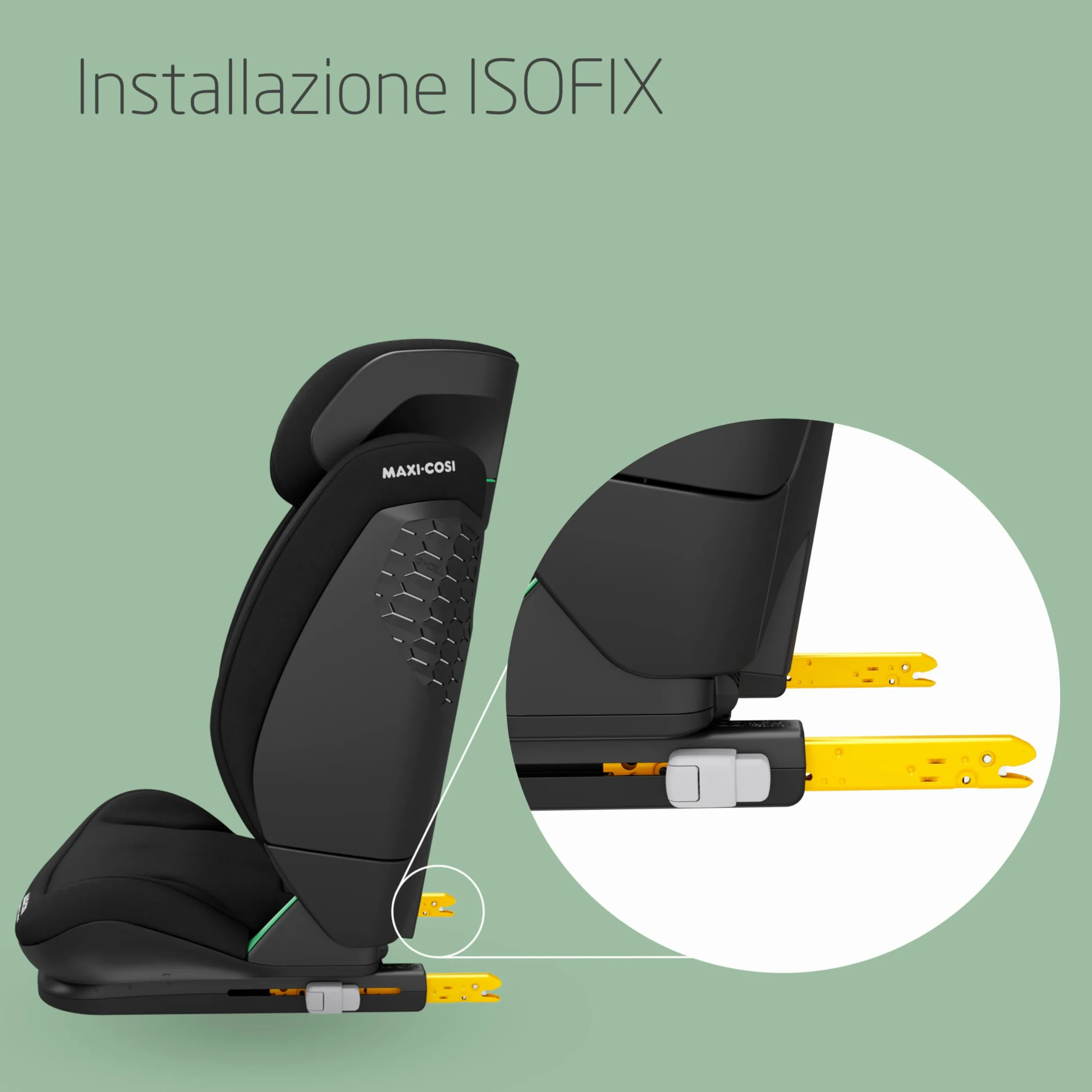 Maxi-Cosi RodiFix S Comfort i-Size, Tessuti Traspiranti, Seggiolino Auto ISOFIX Reclinabile 3 Posizioni, 3,5-12 Anni (100-150 cm), Regolabile in Altezza/Larghezza, G-CELL, AirProtect, Authentic Black