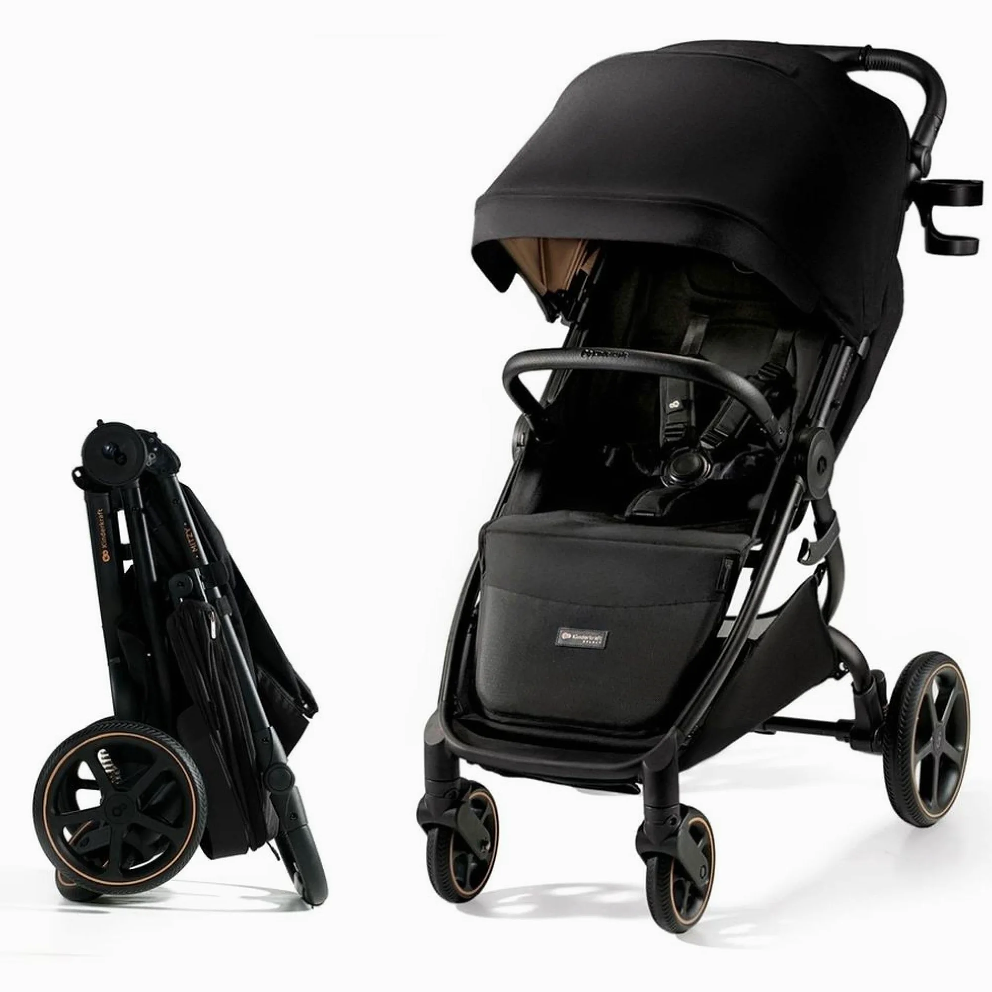 Kinderkraft MITZY Buggy fino a 22 kg, Passeggino Reclinabile, Carrozzina, Leggero, Facilmente Pieghevole, Schienale e Poggiapiedi Regolabili, Posizione Sdraiata, Ideale per I Viaggi, Nero